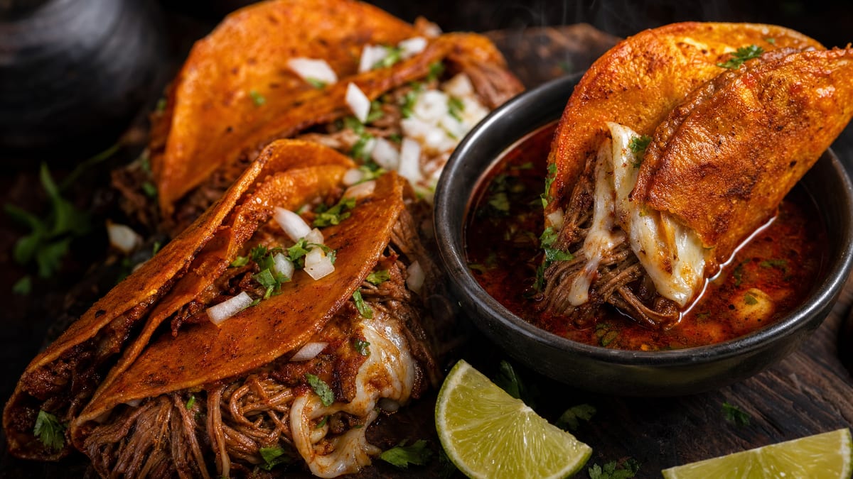 Birria de Res — Beef Birria Tacos with Consomé · Mexican main course