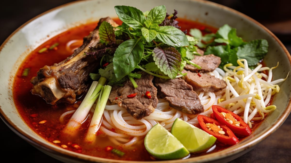 Bún Bò Huế — Spicy Hue Beef Noodle Soup · Vietnamese main course
