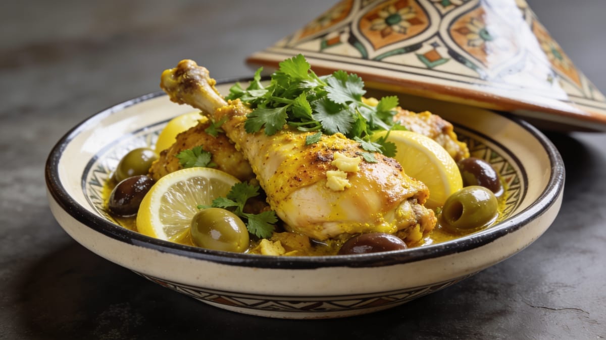 Chicken Tagine with Preserved Lemon and Olives · Moroccan main course