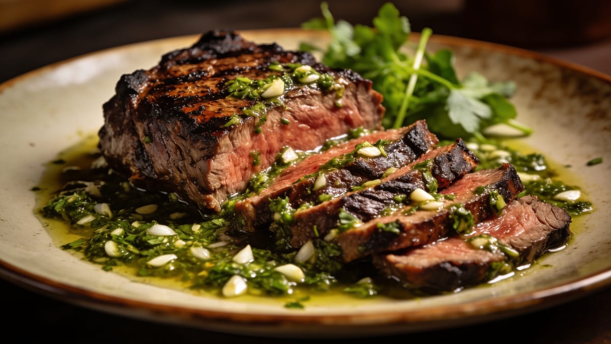 Skirt Steak mit Chimichurri · Argentine main course