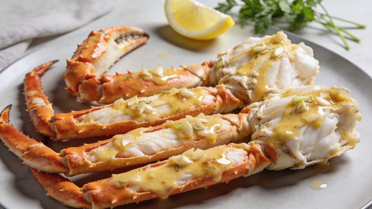 Crab Legs with Garlic Butter Sauce · American main course