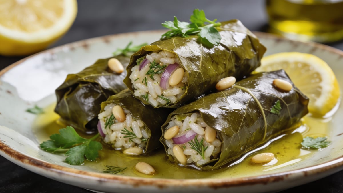Dolmades — Greek Stuffed Grape Leaves · Greek appetizer