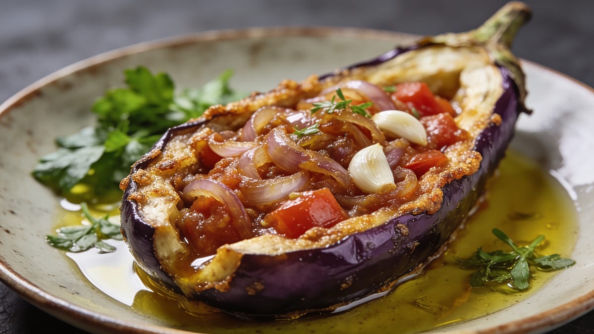 İmam Bayıldı — Turkish Stuffed Eggplant in Olive Oil · Turkish main course