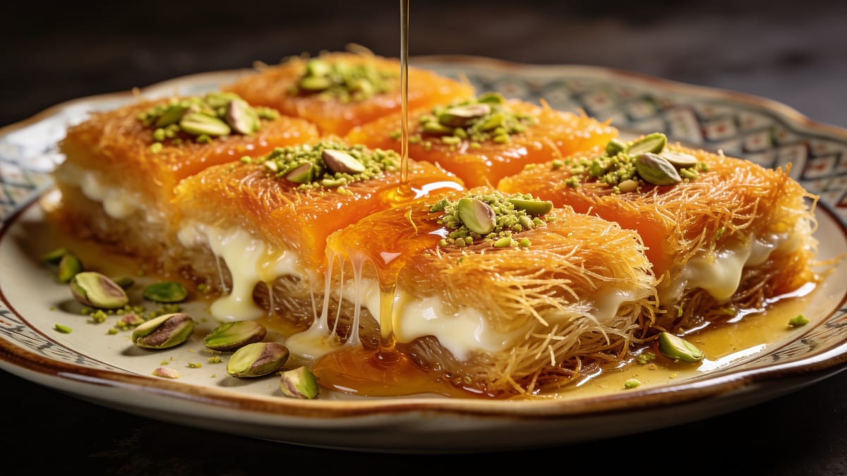 Kunafa — Middle Eastern Cheese & Syrup Pastry · Levantine dessert