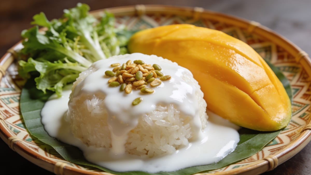 Mango Sticky Rice — Thai Coconut Sticky Rice with Mango · Thai dessert
