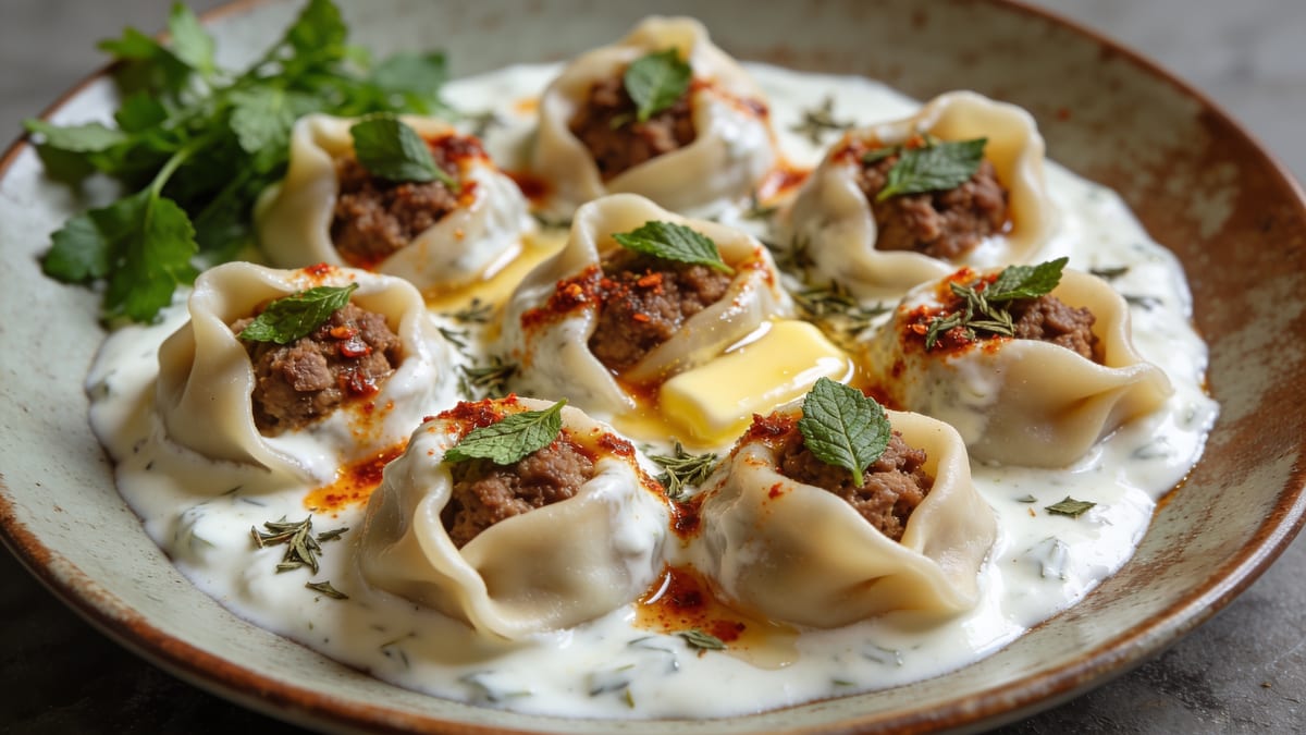 Mantı — Turkish Dumplings with Yogurt · Turkish main course