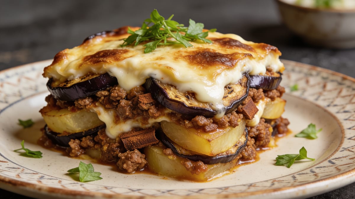 Moussaka — Greek Eggplant & Lamb Bake · Greek main course