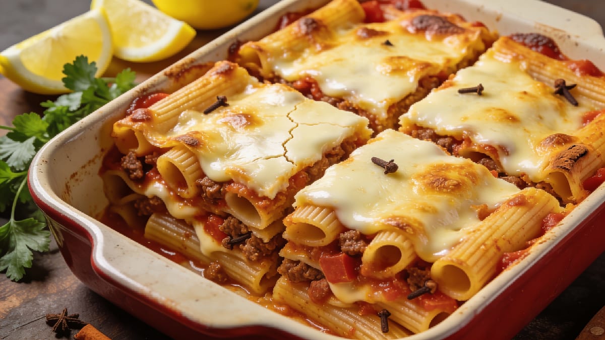 Pastitsio — Greek Baked Pasta with Béchamel · Greek main course