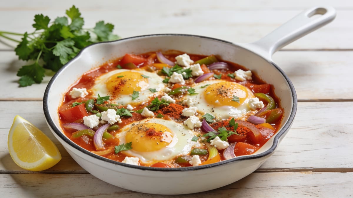 Shakshuka — Eggs Poached in Spiced Tomato · Levantine breakfast