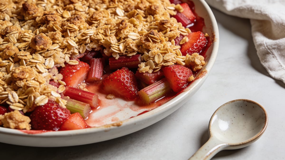 Strawberry Rhubarb Crisp · American dessert