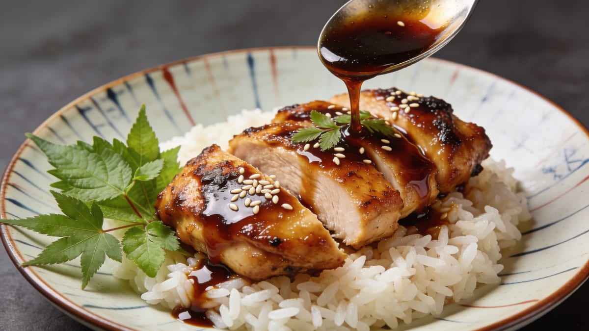 Teriyaki-Hähnchen — glasiertes japanisches Hähnchen · Japanese main course