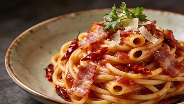 Bucatini all'Amatriciana — Roman Tomato & Guanciale Pasta