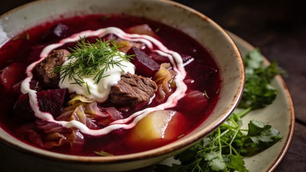 Borscht — zuppa di barbabietola e cavolo