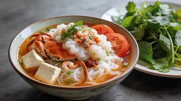Bún Riêu — Vietnamese Crab & Tomato Noodle Soup