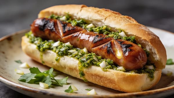 Choripán — Argentine Chorizo Sandwich with Chimichurri