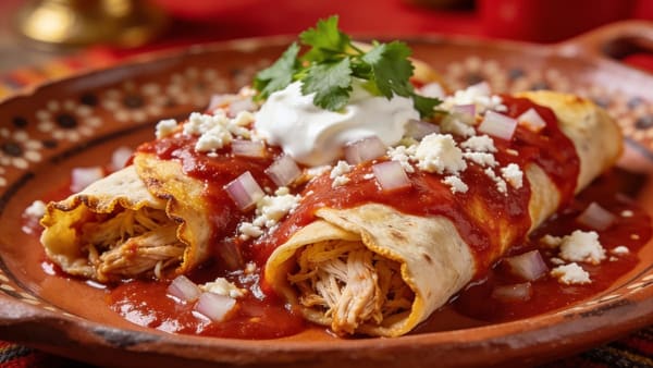 Enchiladas Rojas — Mexican Chile-Sauced Rolled Tortillas