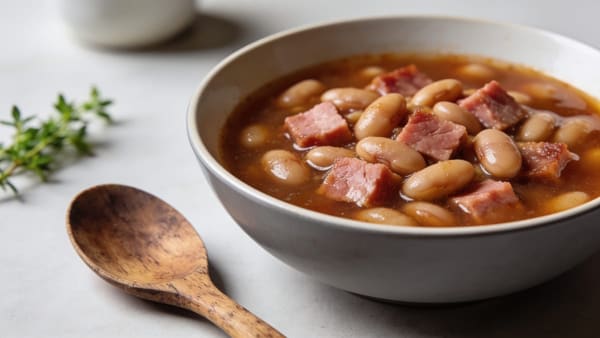 Zuppa di fagioli e prosciutto